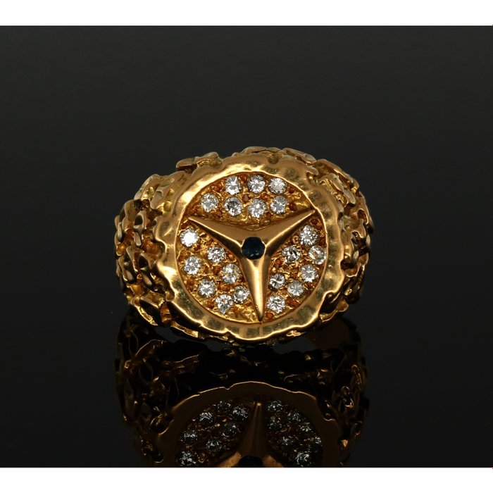 18 karaat Goud - Mercedes ring Diamant