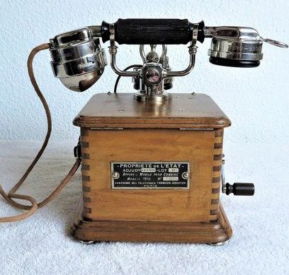 Thomson Houston Marty type 1910 - Téléphone, 1910s - Bois - Chêne