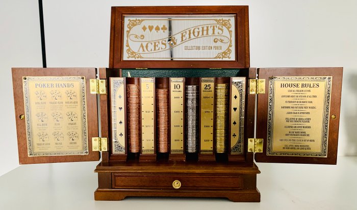 Franklin Mint - Aces & Eights Western Poker Set - Edición de coleccionista - Madera
