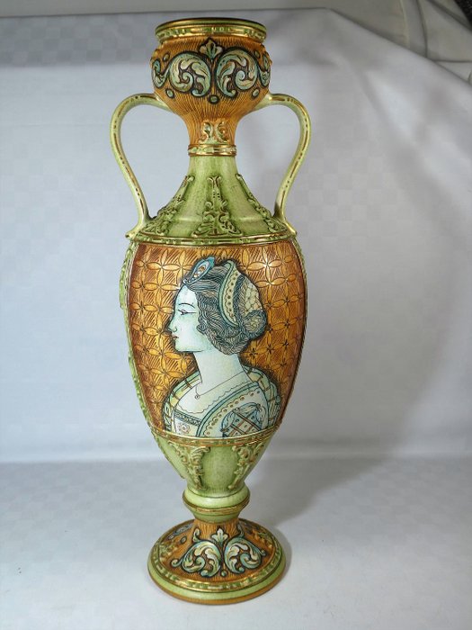 Deruta (Gialletti) - 裝飾精美的大型琺瑯花瓶（51厘米） - 義大利陶器 (鉛釉陶)