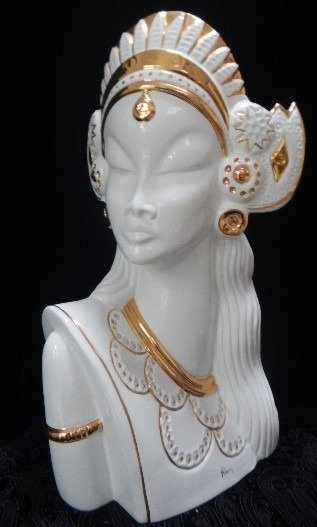 Ahura (onderdeel van Zanardello s.r.l) - sculptură impresionantă (50 cm) - Aur (24 kt), ceramică