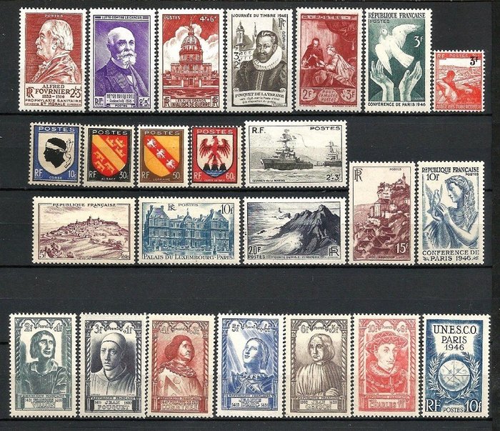 Frankrijk 1946/1950 - A collection of 5 complete years, mint**, deluxe, first choice - Yvert N°748 au n°877** MMH