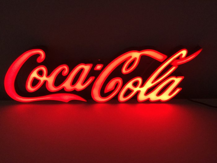 Frumoasă LED mare - iluminat - semn / placă originală de la Coca Cola (1) - Plastic (1) - Plastic