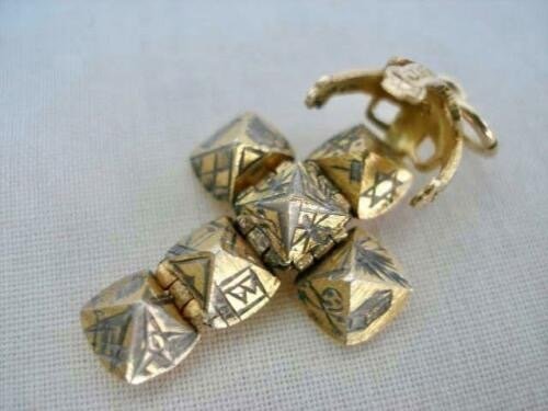 Amulet, Relikwie, Masonic Ball metselwerk (1) - Art Deco - .375 (9 kt) goud