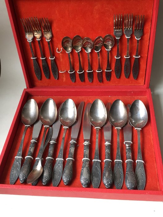 24-piece Russian silver or silver-plated cutlery (24) - Silver, Silverplate