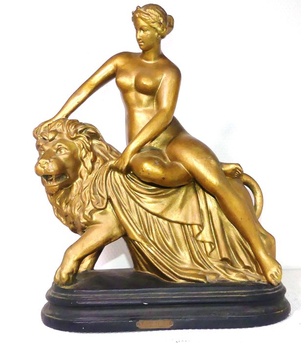 Par Canova - Skulptur, Gipsstatue "Frau mit Löwe"