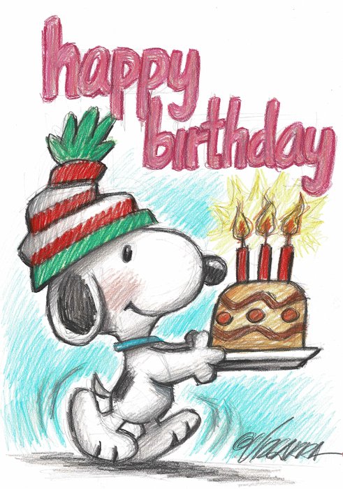 Snoopy Happy Birthday Original Drawing Vizcarra Catawiki