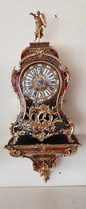 Ceas cu cartel tehnică Boulle pe bază - Boulle - Lemn, broasca broasca testoasa - secolul al XIX-lea