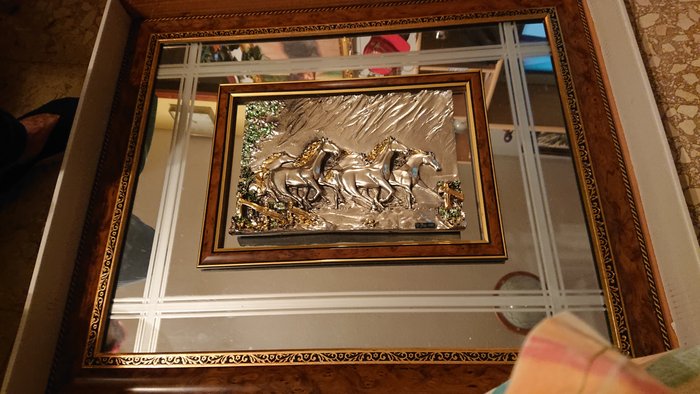 Creazioni artistiche made in italy - Reliefmalerei von Pferden (1) - .925 Silber