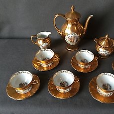 visual muestra Destruir Bavaria - Juego de té completo de porcelana dorada de 24 kt - Catawiki
