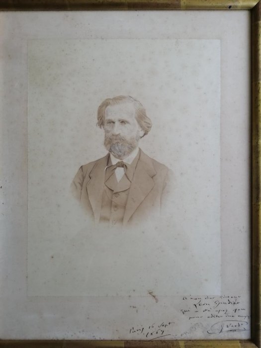 Giuseppe Verdi - Photographie originale dédicacée - 1867