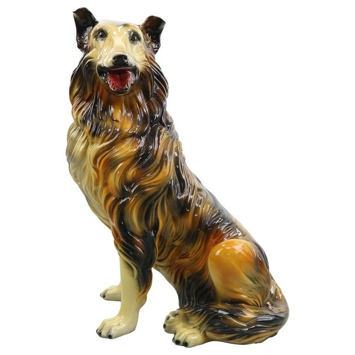 Estatua de perro Collie de cerámica de porcelana vintage (70 cm) (1) - Porcelana