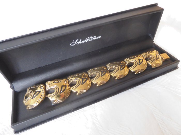 Gil d'Agéna vergoldete Dose - Armband aus Löwenköpfen