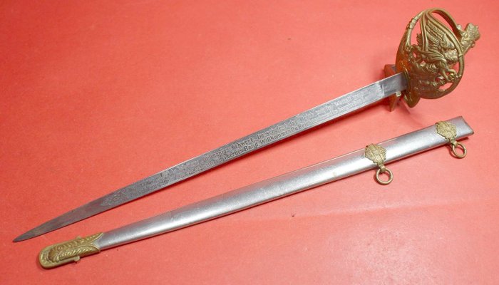 雙面刀蝕刻微型軍刀/開信刀珠寶軍刀 - Geschenksäbel / Preussen / Kaiserzeit / Königreich Wilhelm - Miniatur Säbel - 刺刀