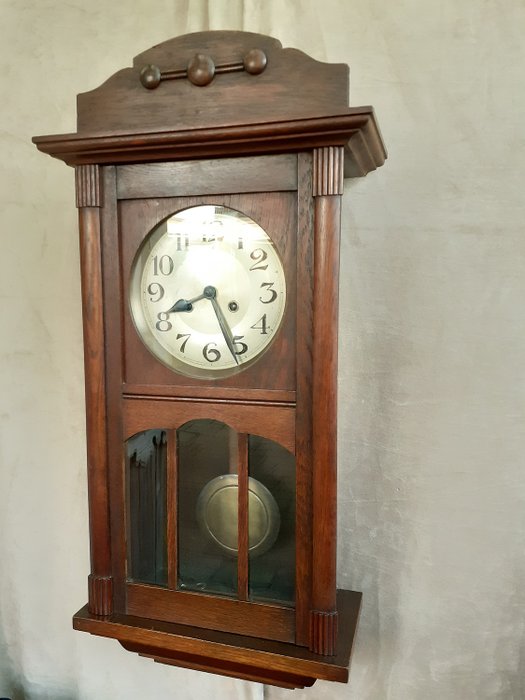 F. Mauthe - "Viola-Gong D.R.G.M." Wall Clock / Regulator - Wood / Glass