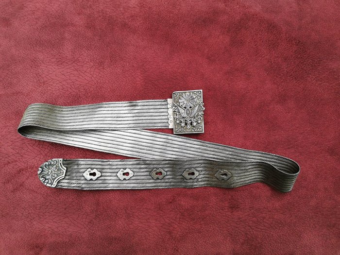奥斯曼帝国土耳其式古董银皮带扣外套 - 银 - 19世纪