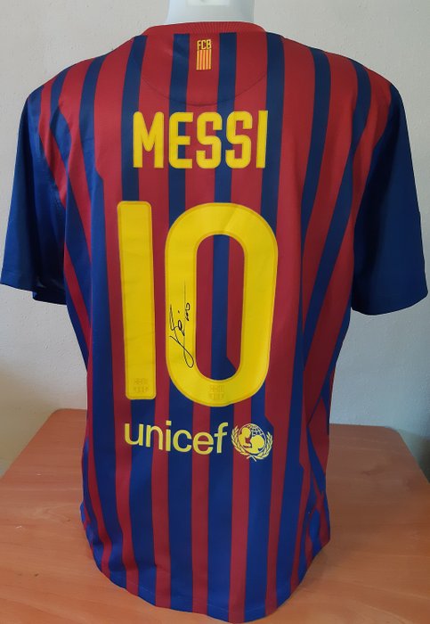 FC巴塞罗那 - 足球冠军联赛 - 莱昂内尔·梅西 - 亲笔签名, 毛织运动衫