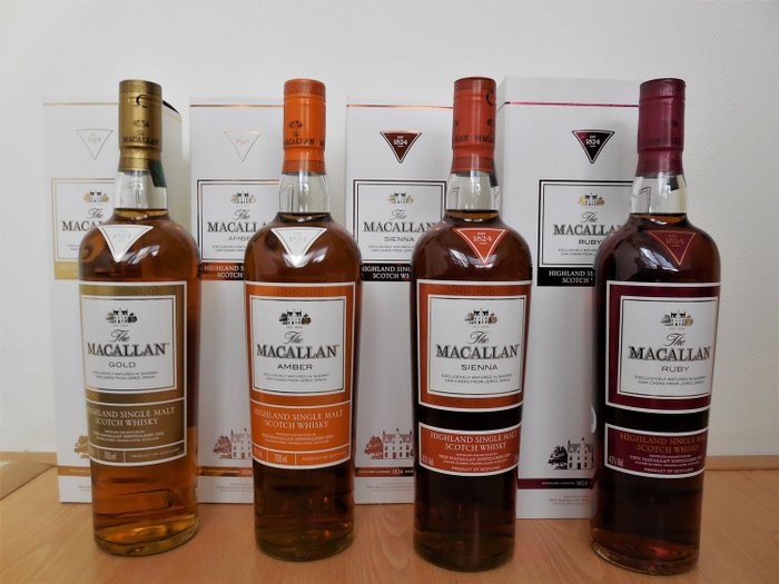 Macallan 1824 Series: Gold, Amber, Sienna & Ruby - Original bottling - 700 毫升 - 4 瓶