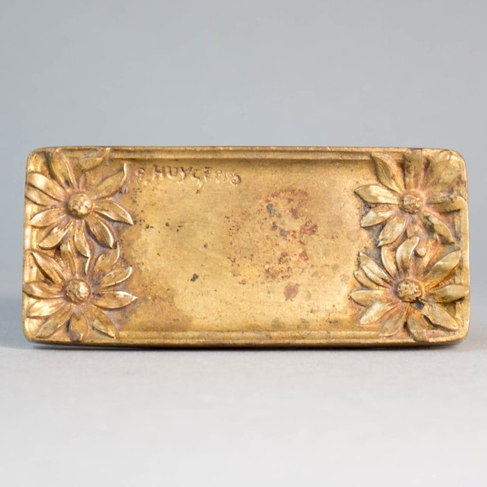 G. Huygens - Art Nouveau gilt-bronze stamp/ wax seal tray