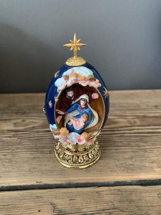 Franklin Mint - Huevo Faberge The Nativity Collection, The Nativity (1) - Chapado en oro, Porcelana