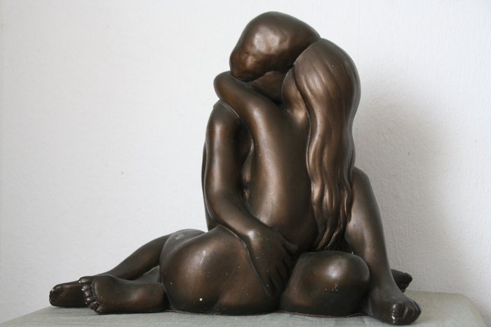 Arnold Bergere - Leonardo Art Inc. - Lovers Nude Embrace Statue - Stone