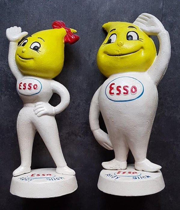 Dekoratív darab - Esso beeld figurine Andy & Abby Slick - 2000 (2 tételek) 