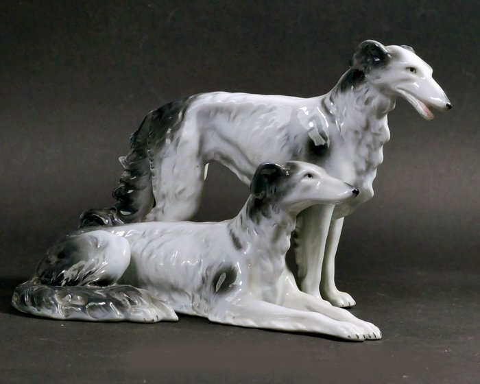 Carl Scheidig - Figure group greyhounds - Porcelain