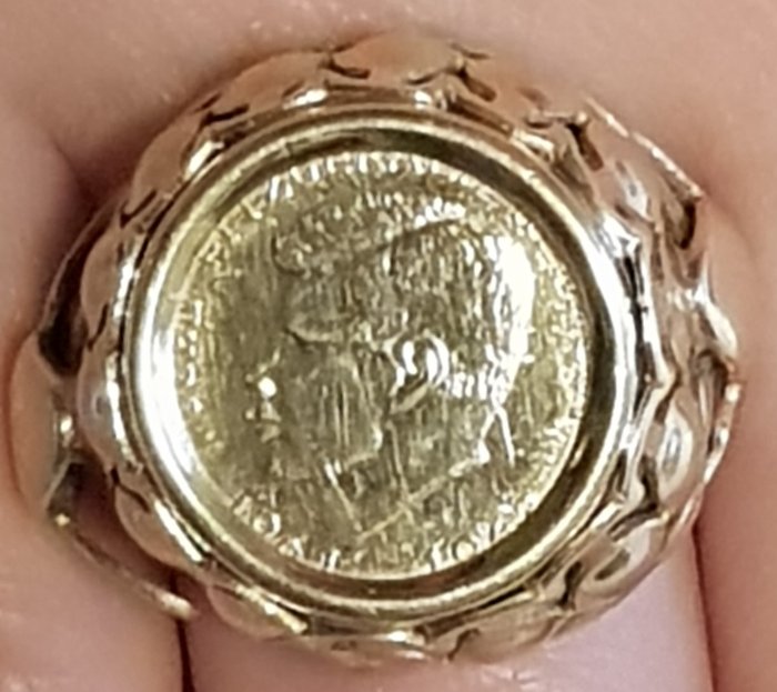 15 kt. Yellow gold - Coin ring with J.F.K. 1961-1963