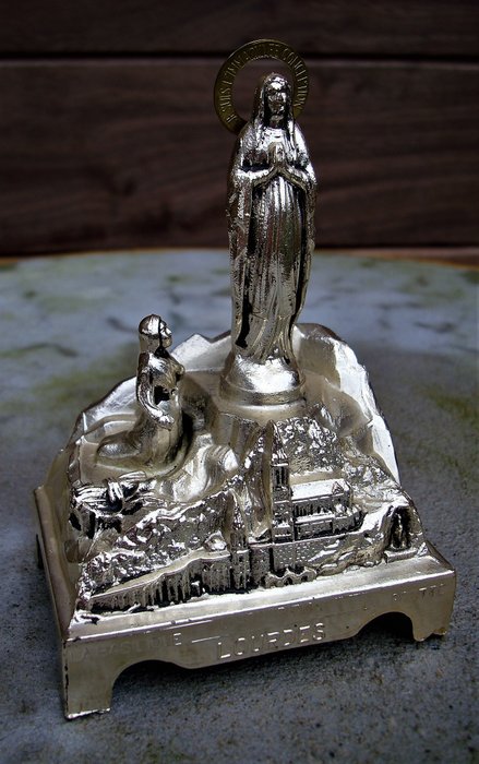Holy Mary of Lourdes, music box "Ave Maria" - Silverplate - France - 1950-1999