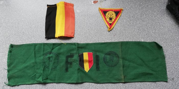 比利時 - 陸軍／步兵 - 制服, 徽章和比利時抵抗袖口ww2 - 1944