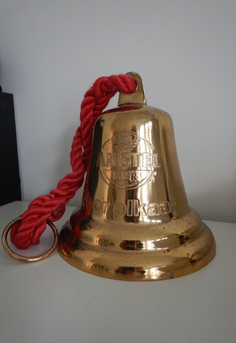 Big bell with strings and inscription Amstel Bier - Copper