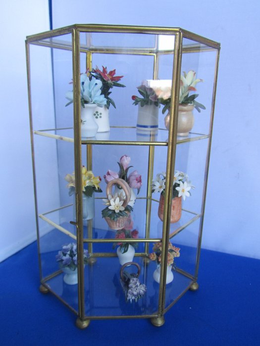 Franklin Mint - Miniature flowers in display case (13) - Porcelain