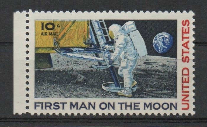USA 1969/1969 - Unknown astronaut airmail variety First man on the moon