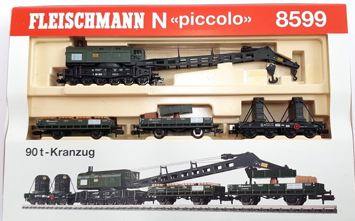 Fleischmann N - 8599 - Güterwagen - Vierteiliger 90-Tonnen-Kran - DB