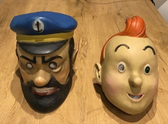 Kuifje, Tintin - 2x Rubberen masker Cesar - inclusief pasvorm - Haddock & Tintin/Kuifje - (1984)