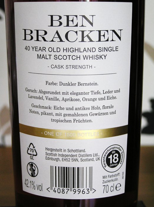 Ben Bracken 40 years old Highland Single Malt Scotch Whisky - 700ml -  Catawiki
