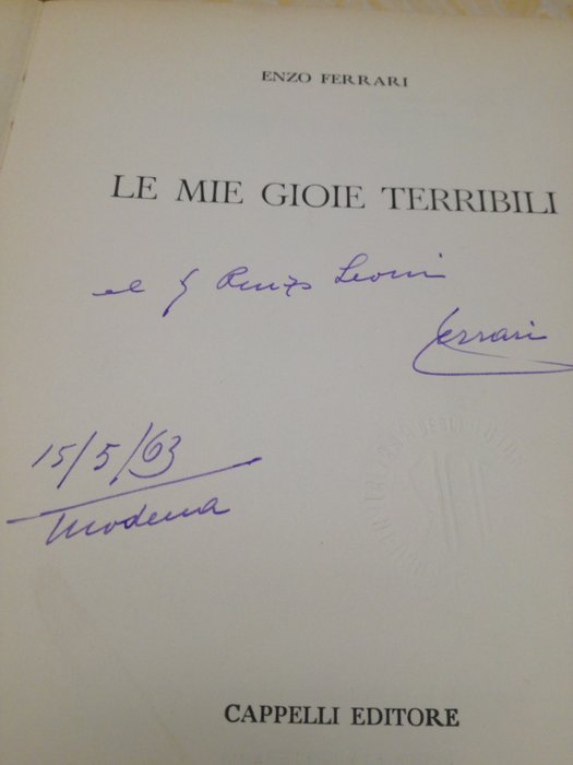 Buch verführte - Enzo Ferrari - Le mie gioie terribili - 1963 (1 Objekte)