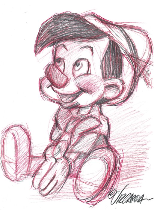 Little Pinocchio Original Sketch Joan Vizcarra Pencil