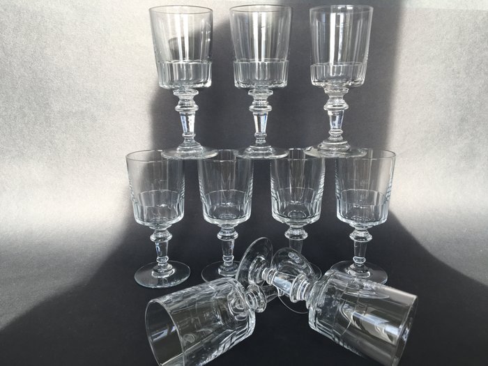 Beautiful series of 9 old glasses - Model Mirabeau - Cut glass
