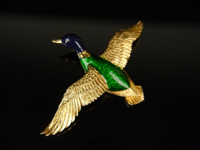 CARVEN Paris Frankreich gilded - Ducks brooch.