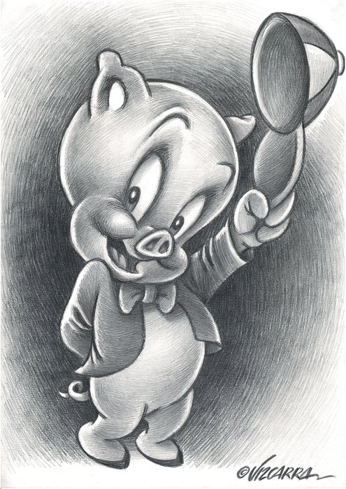 Porky - Looney Tunes - Original Drawing - Joan Vizcarra - Bleistiftkunst