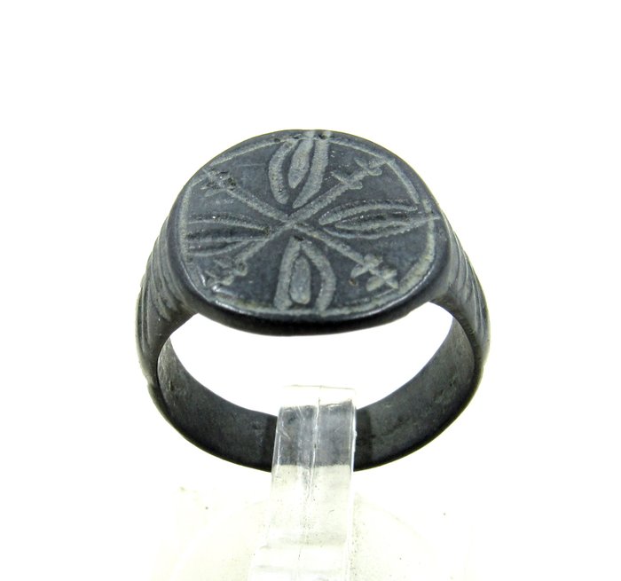 Középkori keresztes hadjárók korában Bronz Knights Templar Ring Szent Kereszt-vallásos Seal