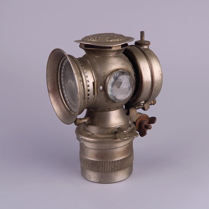 C.M. Hall lamp co. Solar - Antik carbide cykel lampe - lampe ca 1900 - Glas, Jern (støbt/smeltet), Messing