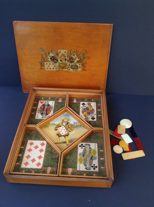 Διάσημο γαλλικό παιχνίδι επιτραπέζιων παιχνιδιών (Le Nain Jaune) - από τον Bourgeois Aîné - Παρίσι, Ξύλο - Σατινέ ξύλο