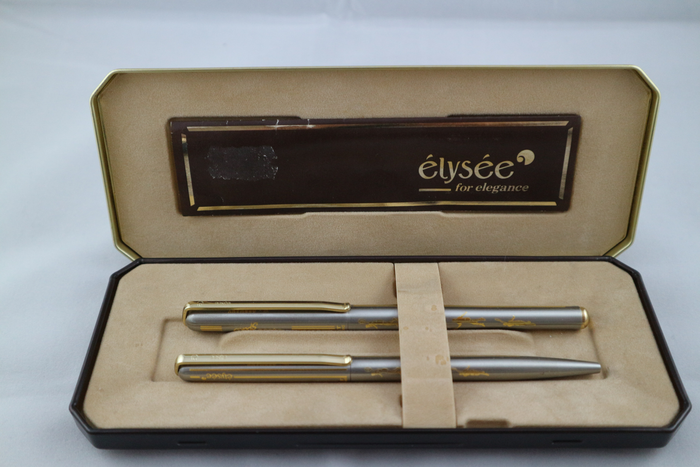 Elysee - Springstift und Kugelschreiber 24 karat vergoldet in Orginal - Set von 2