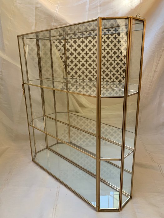 Franklin Mint - Vitrine dorée avec miroir pour objets précieux - verre, métal doré à l'or fin 24K, miroir