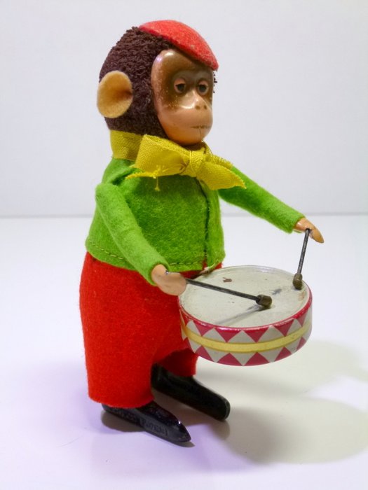 Schuco - Προ-Πόλεμος σχήμα χορού "Monkey with Drum" - 1930-1939 - Γερμανία