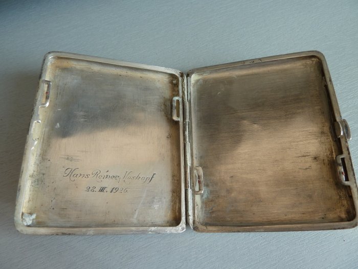 Superb cigarette case in sterling silver (1) - .925 silver