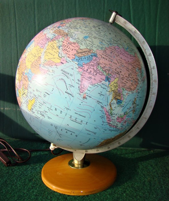 Scan -Globe Danmark - 地球儀, 大地球 (1) - 木制底座