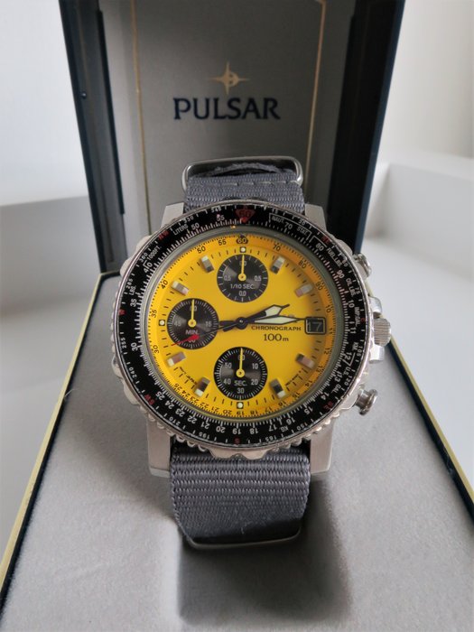 Pulsar - 1/10 Yellow Chronograph - V657/8040 - Men - 1990-1999